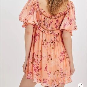 Brand new Free People Marney mini dress peach combo.